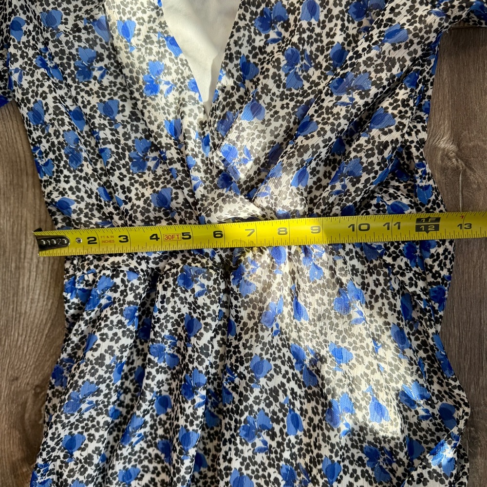 Express Blue and White Floral Long Sleeve Dress - Picture 8 of 9